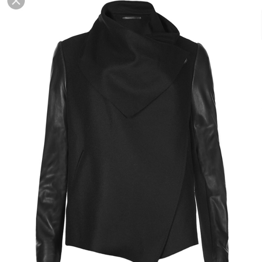 ALLSAINTS Wrap Jacket with Leather Sleeves